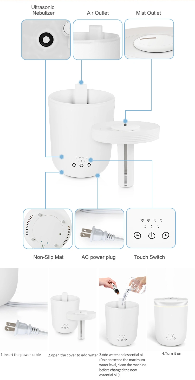 Custom Manufacture 2.2 L House Ultrasonic LED Diffusers Lights Cold Air Humidifier