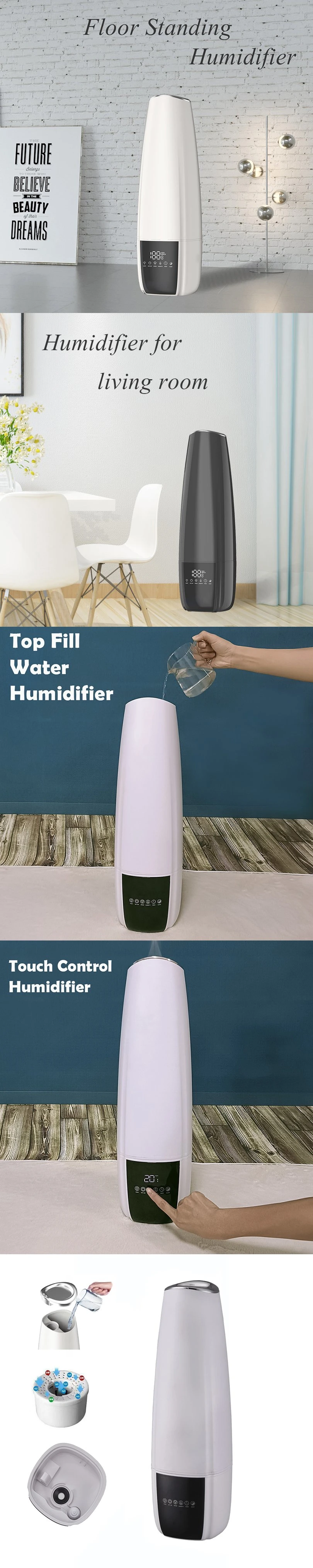 6.5L Cool Mist Floor Standing Baby Room Digital Air Humidifier